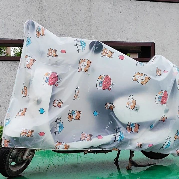 バイクカバー 原付 かわいい柄の透明原付バイクカバー